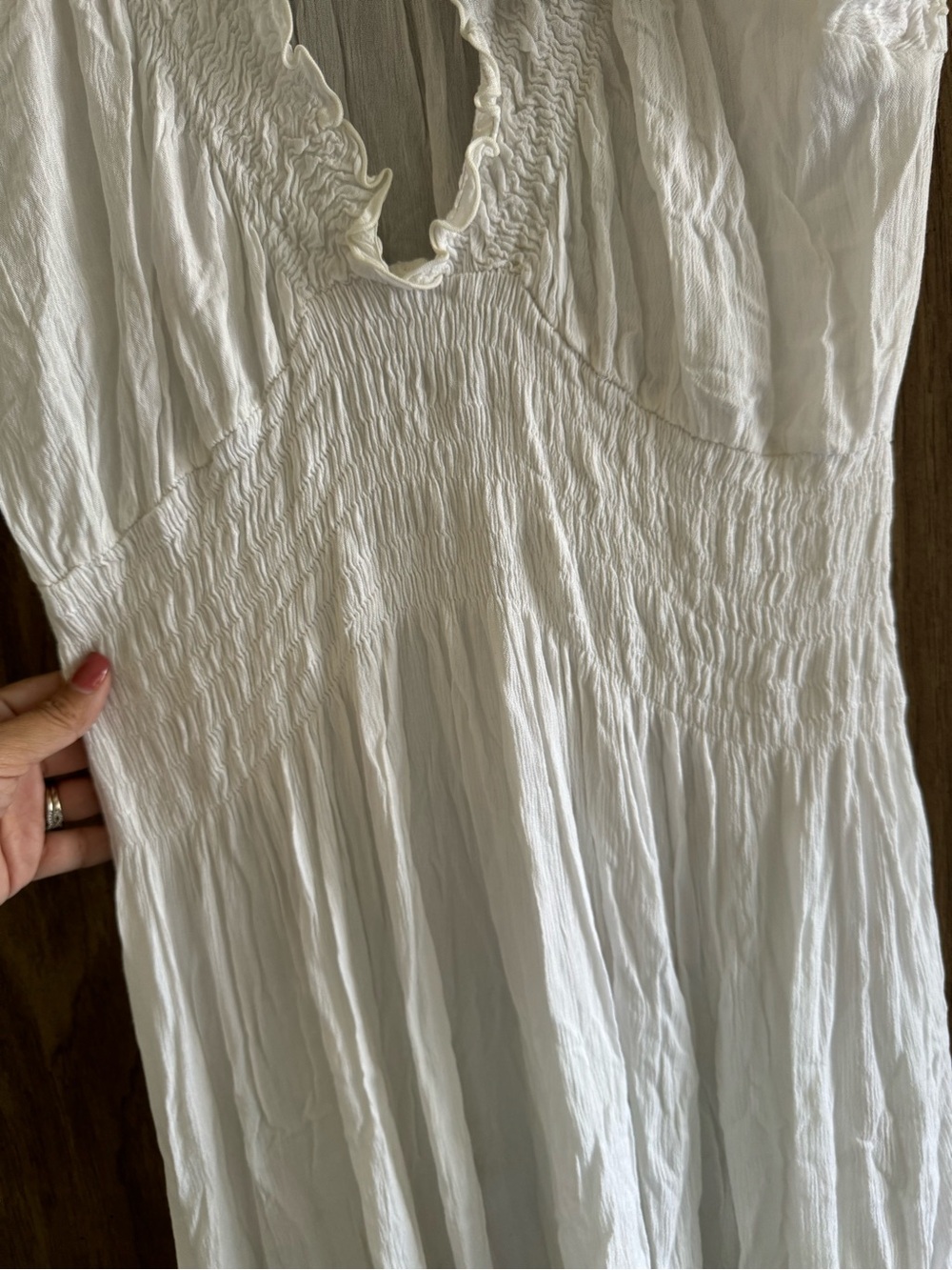 Lotus Traders White Floral V-Neck Maxi Dress 100% Rayon - Picture 5 of 6